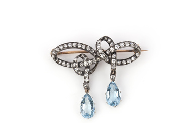 An aquamarine and diamond brooch