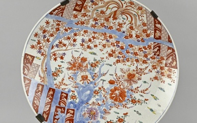 Ancien plat japonais en porcelaine Imari à décor de jardin/oiseau de paradis. Vers 1880. Dimensions...