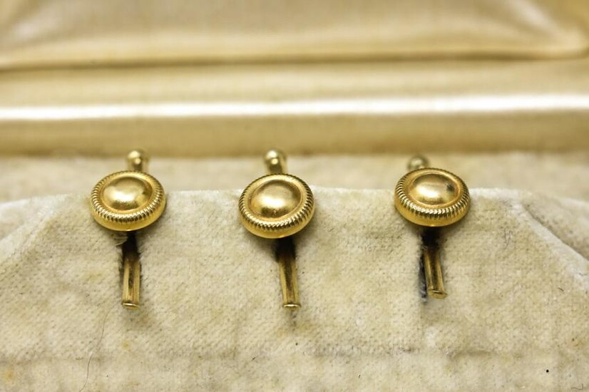 Antique 19th C Boxed Set of 10kt Gold Buttons