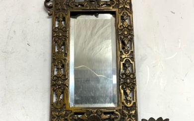 Antique Victorian Brass Mirror Wall Sconce