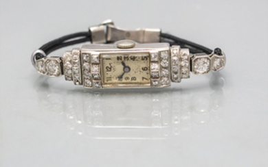 Art Déco Damenarmbanduhr / A ladies Art Deco platinum wristwatch with diamonds, UTI, Besancon, um 1925