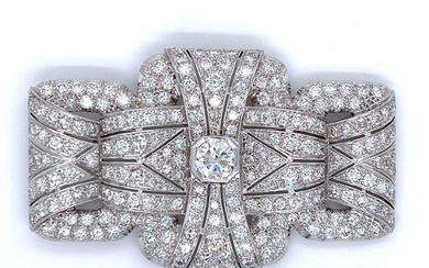 Art Deco Platinum 15.35 Ct. Diamond Brooch