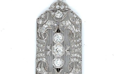 Art Deco Platinum 5.20 Ct. Diamond Brooch/Pendant