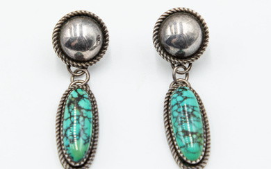 Artie Yellowhorse Sterling Turquoise Stud Dangle Earrings