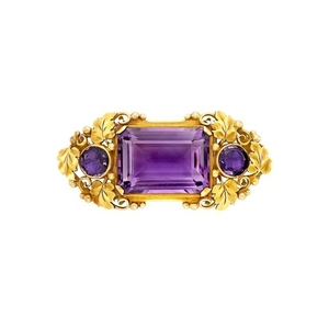 Arts and Crafts Gold and Amethyst Brooch
