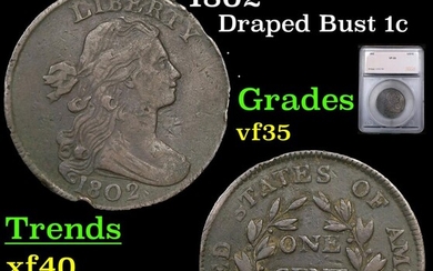 ***Auction Highlight*** 1802 Draped Bust Large Cent 1c Graded vf35 By SEGS (fc)
