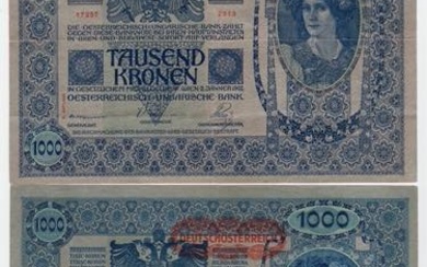 Austria - Lotto n.2 banconote - 1000 Kronen 1902 (1919)...