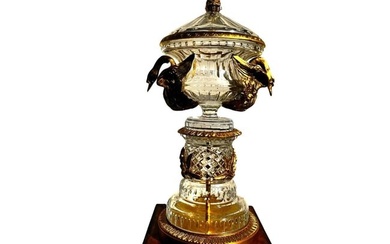 Baccarat Style Crystal and Gilt Brass Lidded Urn Vase