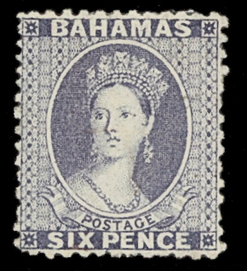 Bahamas 1863-77 Watermark Crown CC Perforated 12½ 6d. lilac, watermark inverted, part original...