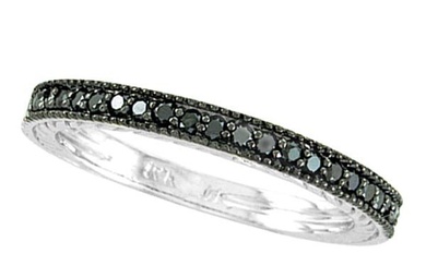 Black Diamond Stackable Ring Guard in 14K White Gold 1.50 ctw
