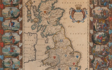 Blaeu's map of Britain, richly colored