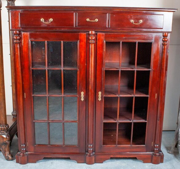 Bright Reddish Wood Armoire Cabinet W/Top Drawers