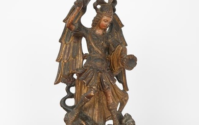 CARVED STONE ITALIAN SCULPTURE OF ST. MICHAEL, 17TH CENTURY