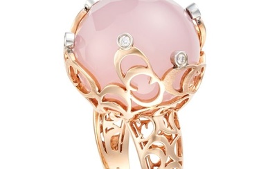 CHIMENTO, A ROSE QUARTZ AND DIAMOND DRESS RING set with a fancy cut rose quartz accented by round...