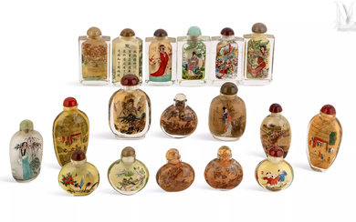 CHINE, Fin XIXème, début XXème siècle Collection de 16 tabatières