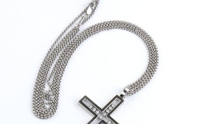 CHOPARD Happy Diamond: cross gold necklace pendant 18k white gold,...