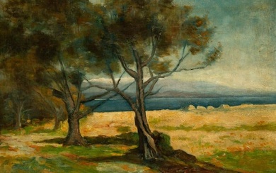 "COASTAL LANDSCAPE" BY FRANK HARMON MYERS (1899-1956).