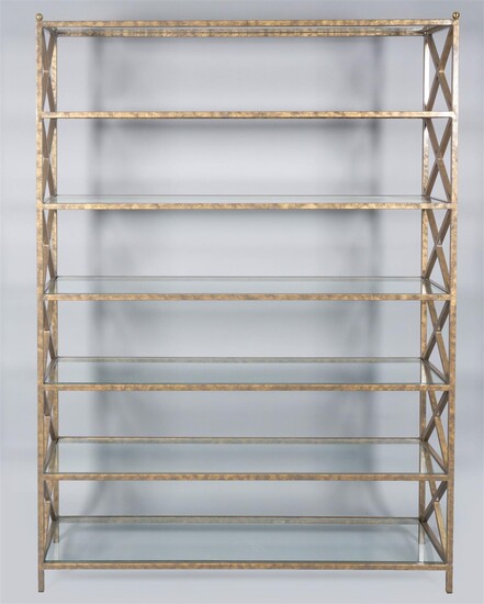 CONTEMPORARY GOLD PAINTED METAL ETAGERE