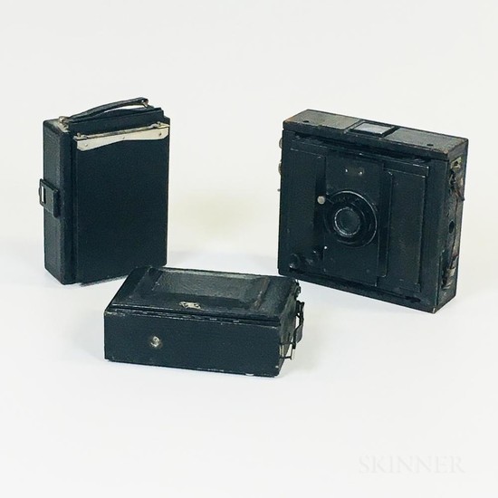 C.P. Goerz "Ango" 9 x 12 cm Camera and Two Other Cameras, the Goerz with 150mm Dagor lens, and two other cameras of similar vintage.