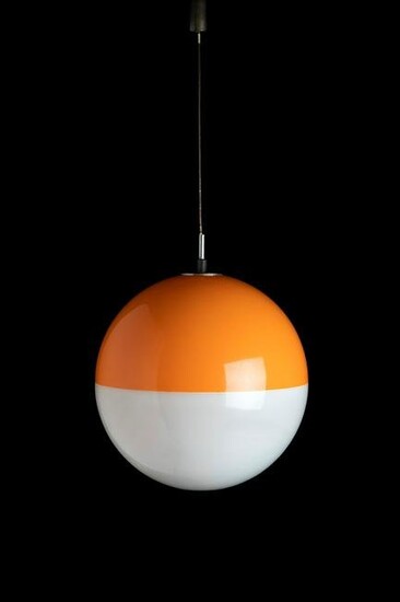 Ceiling Lamp, 1960s White and orange plastic material.