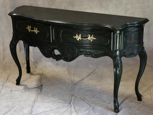 Century French style bowfront green painted sideboard