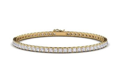 Certified 9.6 ctw diamond tennis bracelet - 14k Yellow Gold