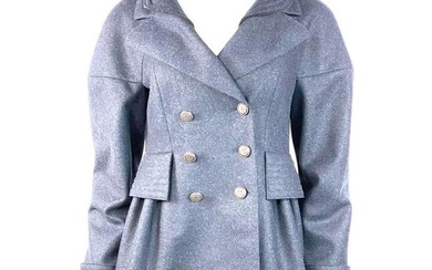 Chanel Navy Wool Short Length Coat Jacket w/ CC Buttons