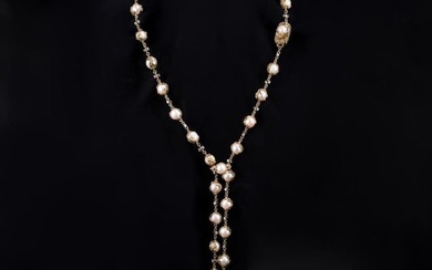 Charles de Temple - A late 20th century cultured pearl and diamond 'Wrapped' necklace