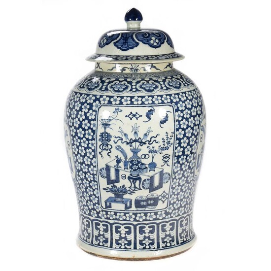 Chinese Blue and White Storage Jar, 19th Century