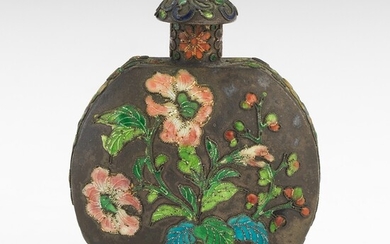 Chinese Export Silver Metal and Enamel Snuff Bottle, ca. Republic Period