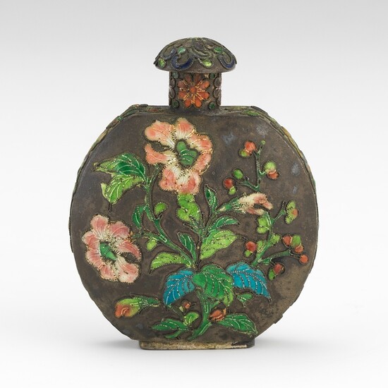 Chinese Export Silver Metal and Enamel Snuff Bottle, ca. Republic Period