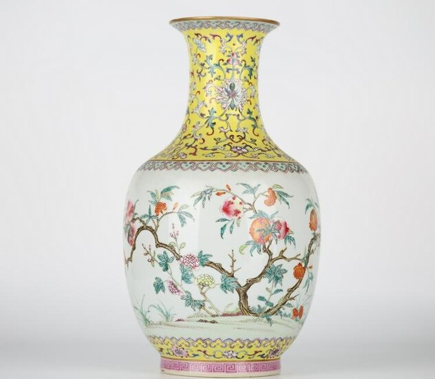 Chinese Fencai glazed porcelain vase, 19th century