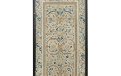 Chinese Hand-Embroidered Silk Panel in Frame, Late Qing Dynasty Period
