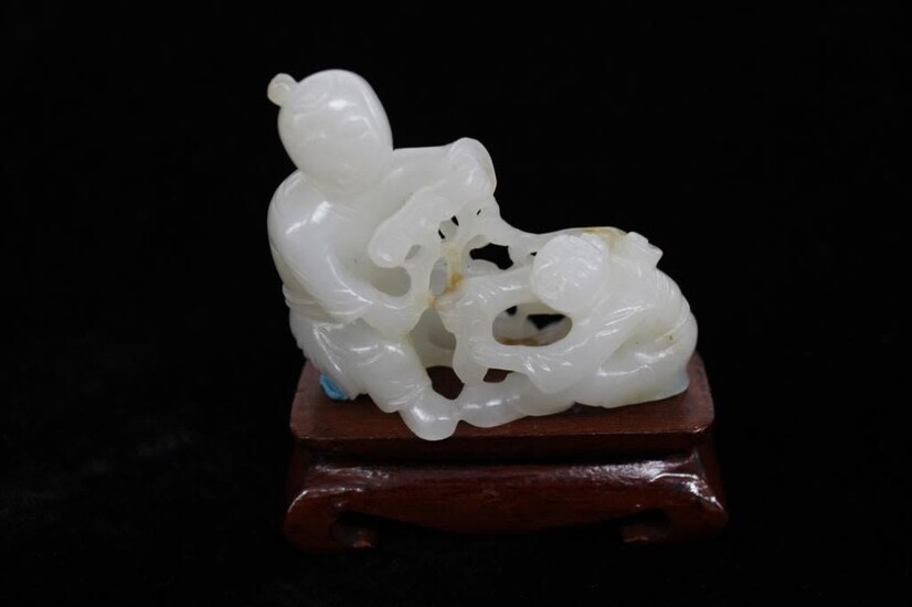 Chinese Jade Carved Two Boys