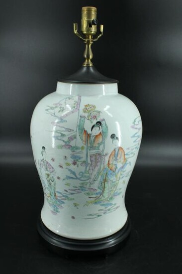 Chinese Porcelain Painted Vase Table Lamp