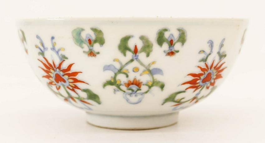 Chinese Yongzheng Doucai Porcelain Tea Bowl 2''x4.5''.