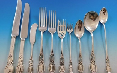 Chippendale Old by Alvin Sterling Silver Flatware Set for 12 Service 206 pieces