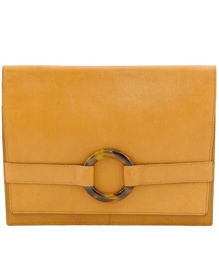 Christian Dior Tan Cross Hatched Leather Envelope