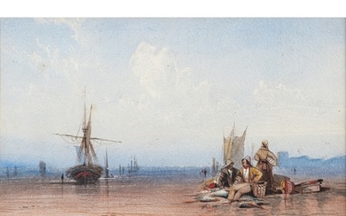 Circle of Charles Bentley (British,1806-1854) Fishermen with...