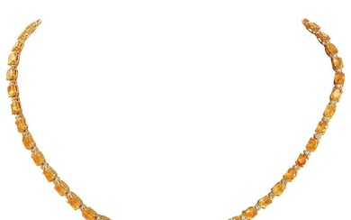 Citrine Diamond Necklace 14K Yellow Gold