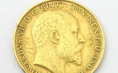 Coin: An Edward VII 1909 gold half sovereign (3.9g) Please Note - we do not make reference to the