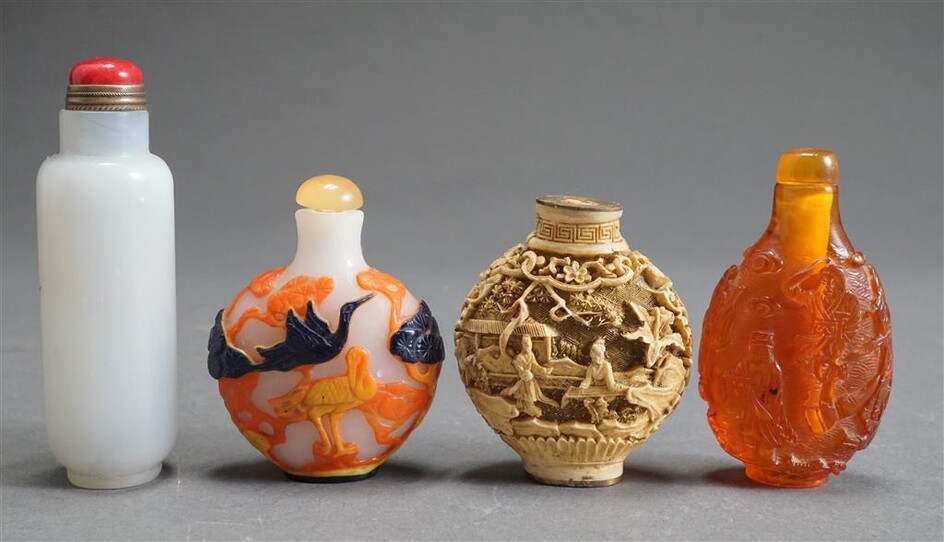 Collection of Four Chinese Carved and other Snuff Bottles