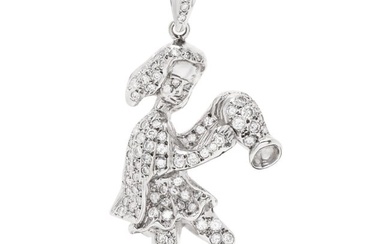 Custom Diamond Pendant with over 4.50cts in Round Diamond Set in 14k White Gold