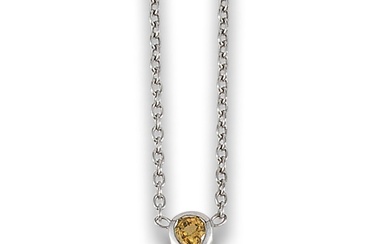 DIAMONDS AND YELLOW SAPPHIRES PENDANT, IN WHITE GOLD