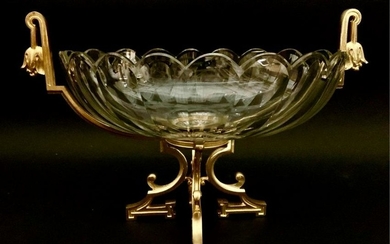 DORE BRONZE AND BACCARAT GLASS CENTERPIECE