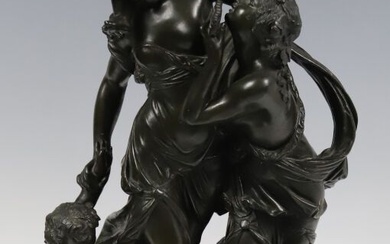 D'après CLODION Claude Michel dit (1738-1814) Bacchantes et putti dansant GROUPE en bronze à patine...