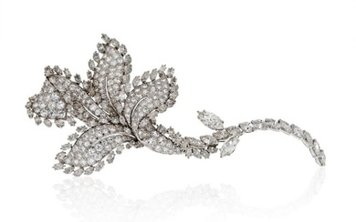 David Webb Platinum 18.92 cts Diamond Flower Brooch