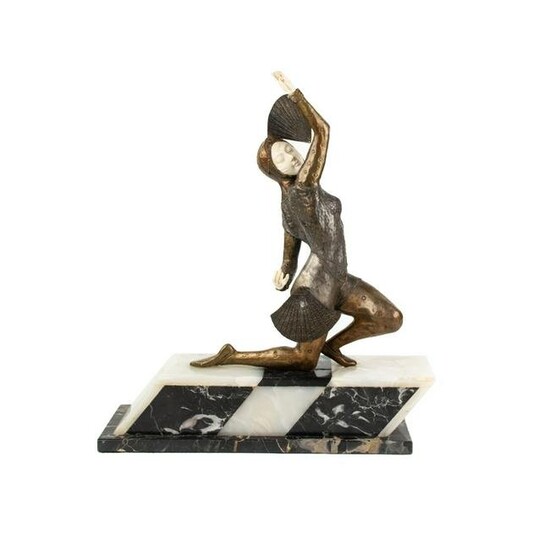 Demetre Chiparus Art Deco Bronze Fan Dancer Sculpture