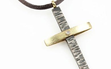Designer cross pendant with brilliant , silver...