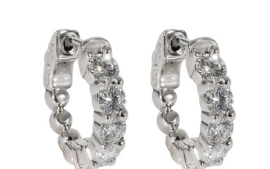 Diamond Mini Hoop Earrings in 14K White Gold 1.50 CTW